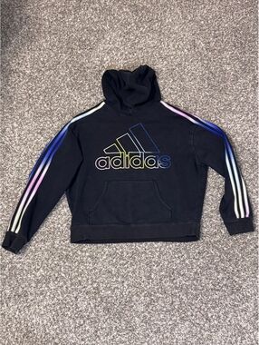 Adidas Rainbow Stripe Logo Hoodie 🌈🖤